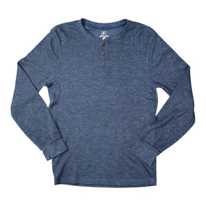 George Men’s Small (34-36) Thermal Henley Shirt Long Sleeve Waffle Knit Blue